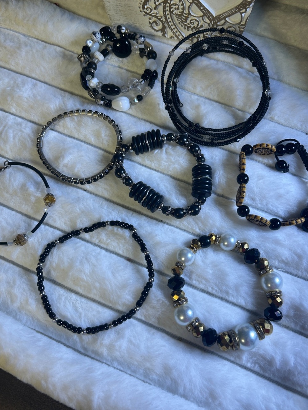 Mixed Black Bracelet Set 8 pieces